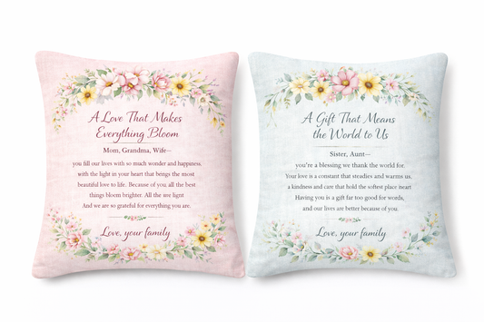 Floral Embrace Pillow. Pink and Blue bundle